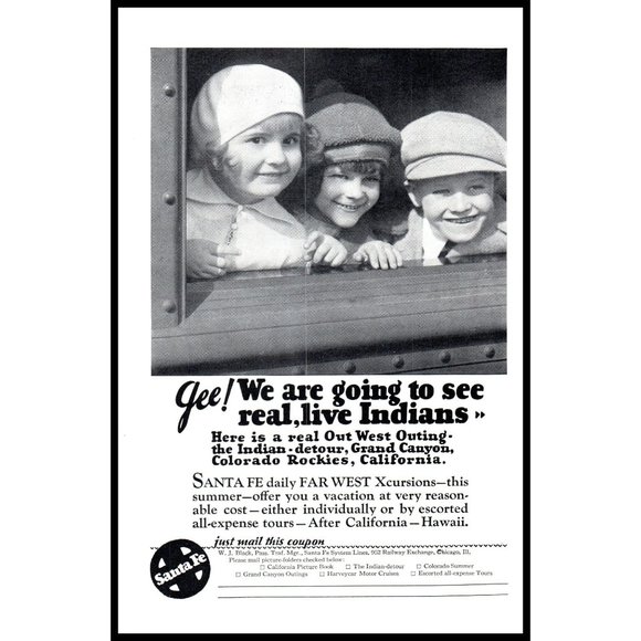 1929 Santa Fe System Lines Railroad Vintage Print Ad Little Kids Out West Photo - Picture 1 of 1